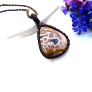 Ocean Jasper Gemstone Macrame Necklace, Gift Ideas For The Ocean Lover, The Coastal Grandma, The Surfer Ocean Jasper Gemstone Macrame Necklace, Gift Ideas For The Ocean Lover, The Coastal Grandma, The Surfer