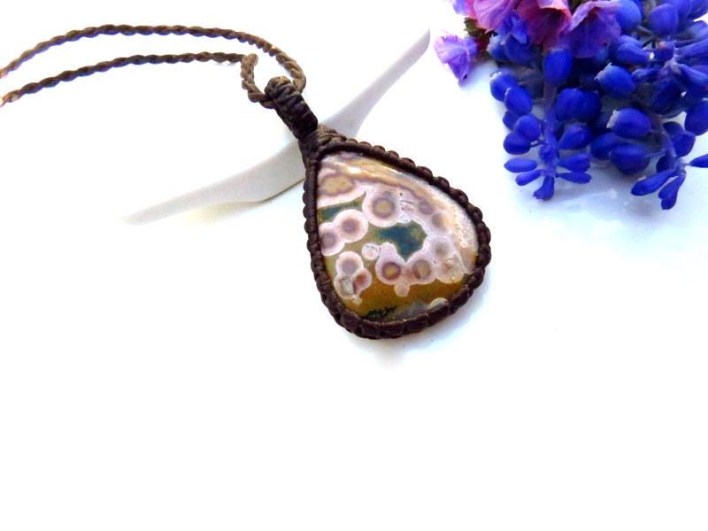 Ocean Jasper Gemstone Macrame Necklace, Gift Ideas For The Ocean Lover, The Coastal Grandma, The Surfer Ocean Jasper Gemstone Macrame Necklace, Gift Ideas For The Ocean Lover, The Coastal Grandma, The Surfer