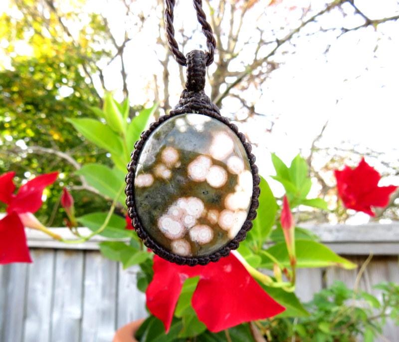 Ocean Jasper Gemstone Necklace, Jasper Macrame Necklace, Cool Gemstone Jewelry, Gift Ideas For The Surfer, For The Beach Lover Ocean Jasper Gemstone Necklace, Jasper Macrame Necklace, Cool Gemstone Jewelry, Gift Ideas For The Surfer, For The Beach Lover