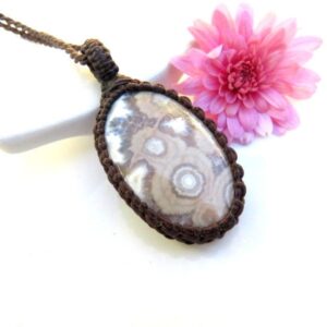 Ocean Jasper macrame necklace, gemstone jewelry, gift ideas for the surfer, for the coastal grandma, the nature lover, earthauracreations