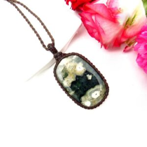 Ocean Jasper macrame necklace, gift ideas for the surfer, the coastal grandma, the ocean lover, gemstone necklace, christmas gift ideas