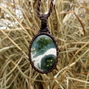 Ocean Jasper Macrame Necklace: Green & Blue Gemstone