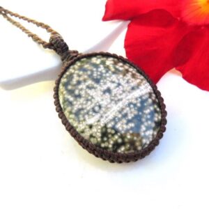 Ocean Jasper macrame necklace, mothers day gift ideas, surfing necklace, ocean necklace, ocean theme, beach necklace,  macrame gemstone