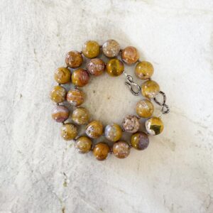 Natural Ocean Jasper Necklace - 16mm Sterling Silver Handcrafted