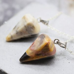 Ocean Jasper Pendulum Necklace: Sterling Silver Dowsing Crystal