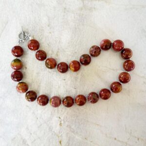 Red Ocean Jasper Necklace - 16mm Sterling Silver Handcrafted