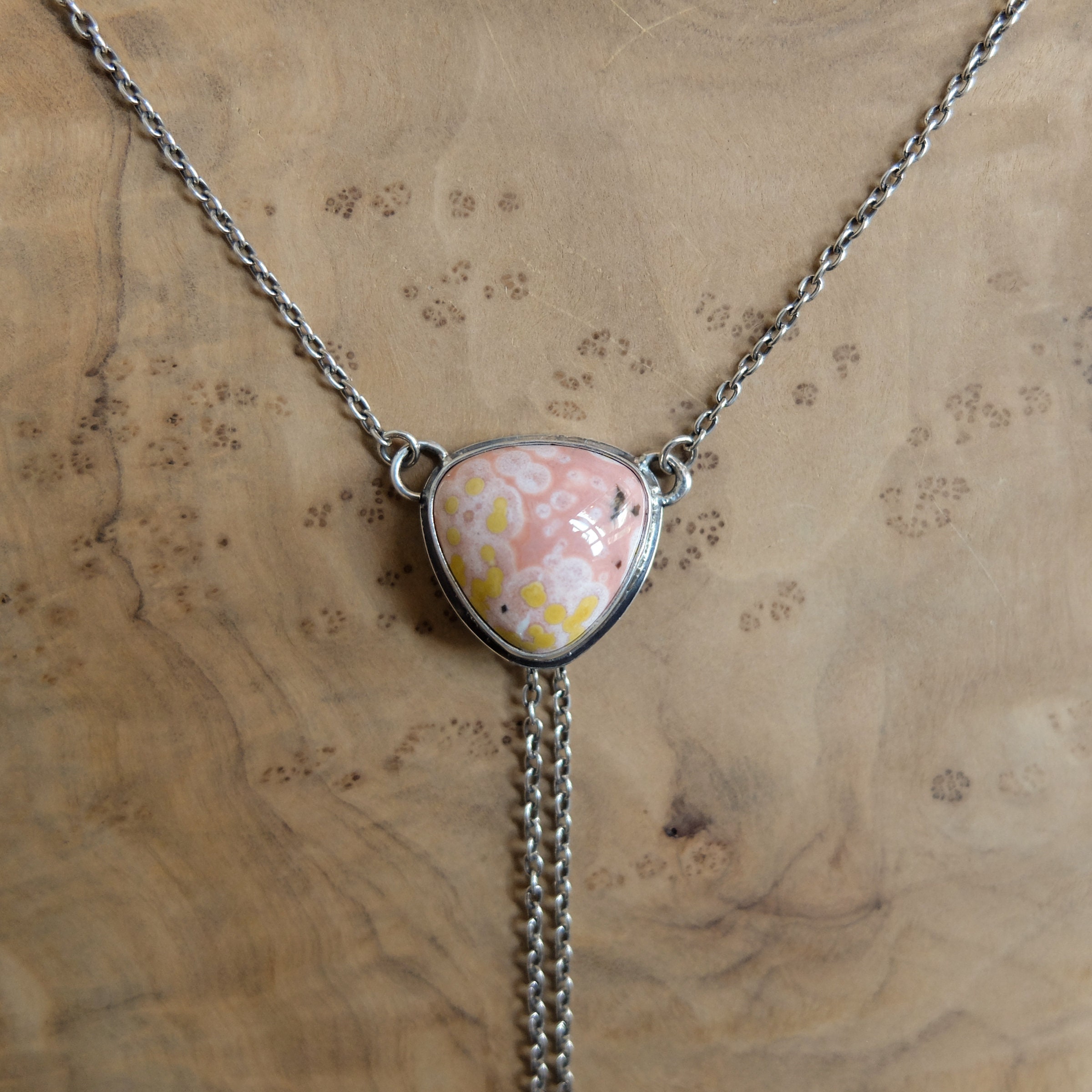 Ocean Jasper Y Necklace - Jasper Bolo Necklace - Sterling Silver Ocean Jasper Y Necklace - Jasper Bolo Necklace - Sterling Silver