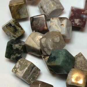 10mm diagonal-cube Ocean Jasper gemstone beads. Full 15" strand of cube beads, approx. 28 beads per strand. 10mm diagonal-cube Ocean Jasper gemstone beads. Full 15" strand of cube beads, approx. 28 beads per strand.