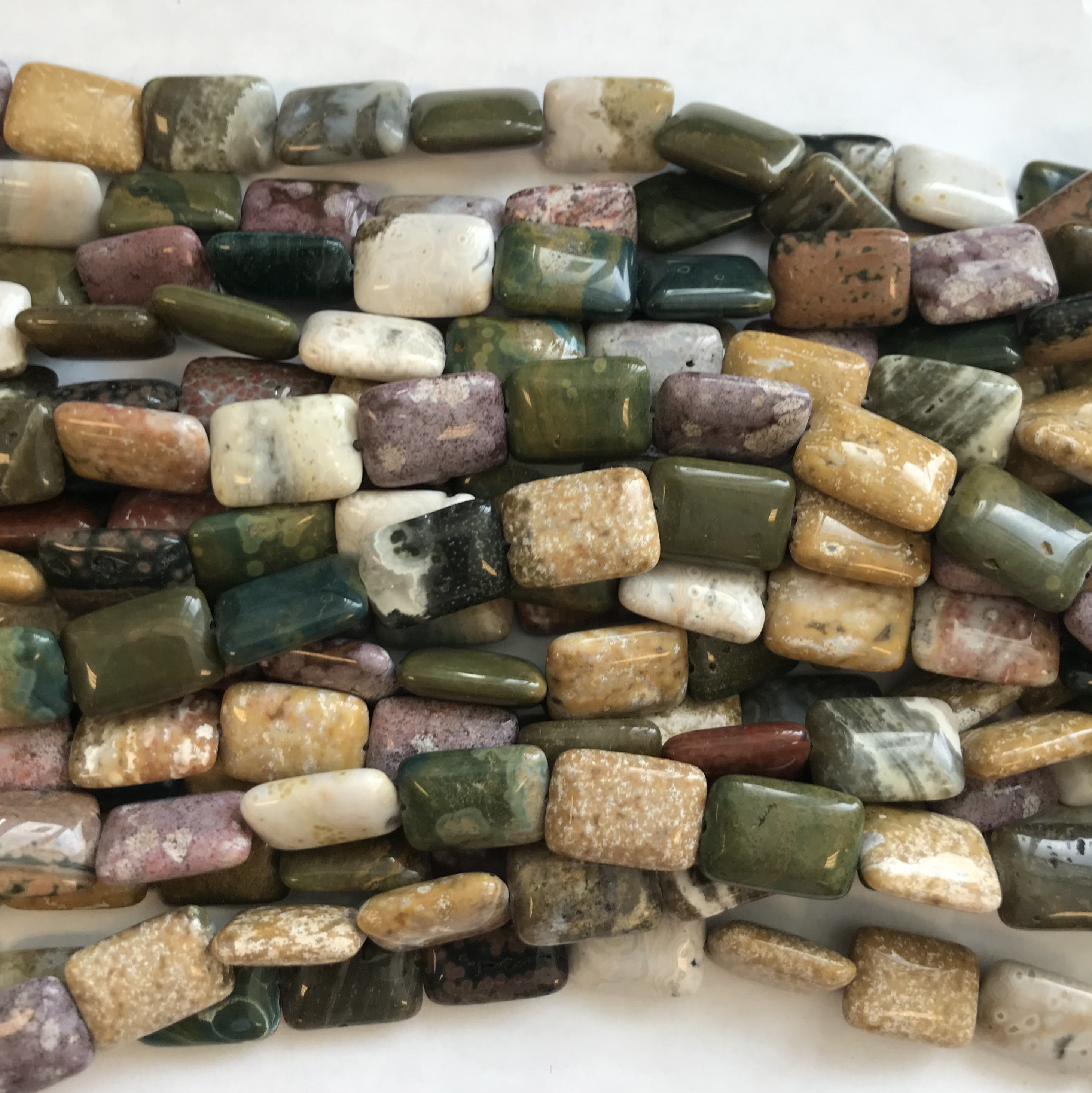 Ocean Jasper 14x10x5mm 18x13x6mm Flat Rectangle Gemstone Beads -- 15.5 Inch Strand Ocean Jasper 14x10x5mm 18x13x6mm Flat Rectangle Gemstone Beads -- 15.5 Inch Strand