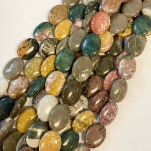 Ocean Jasper 16x12x5mm 20x15x6mm Flat Oval Natural Gemstone Beads- -15.5 inch strand- Ocean Jasper 16x12x5mm 20x15x6mm Flat Oval Natural Gemstone Beads- -15.5 inch strand-