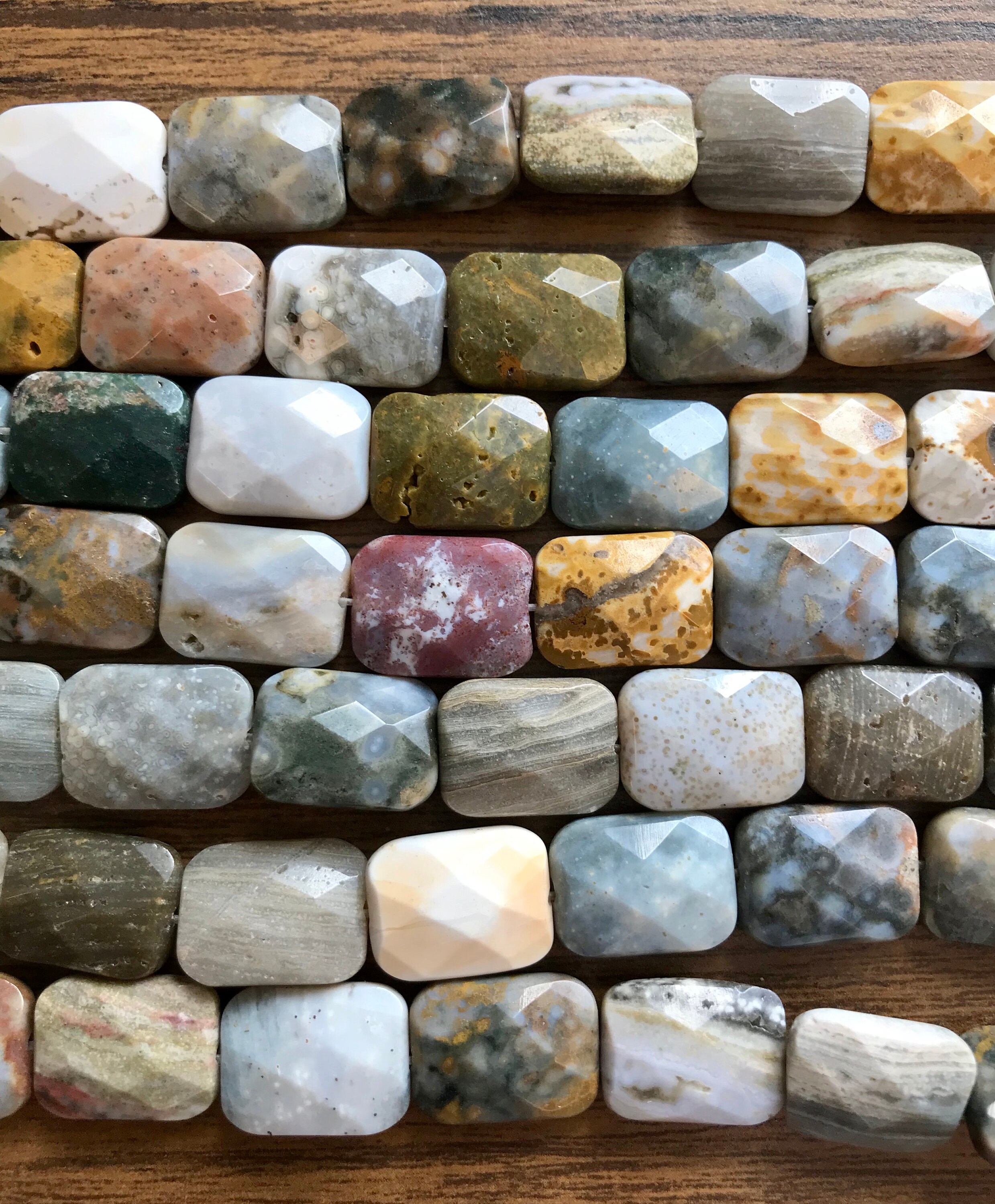 Ocean Jasper 16x12x6mm Rectangle Gemstone Beads -15.5 Inch Strand