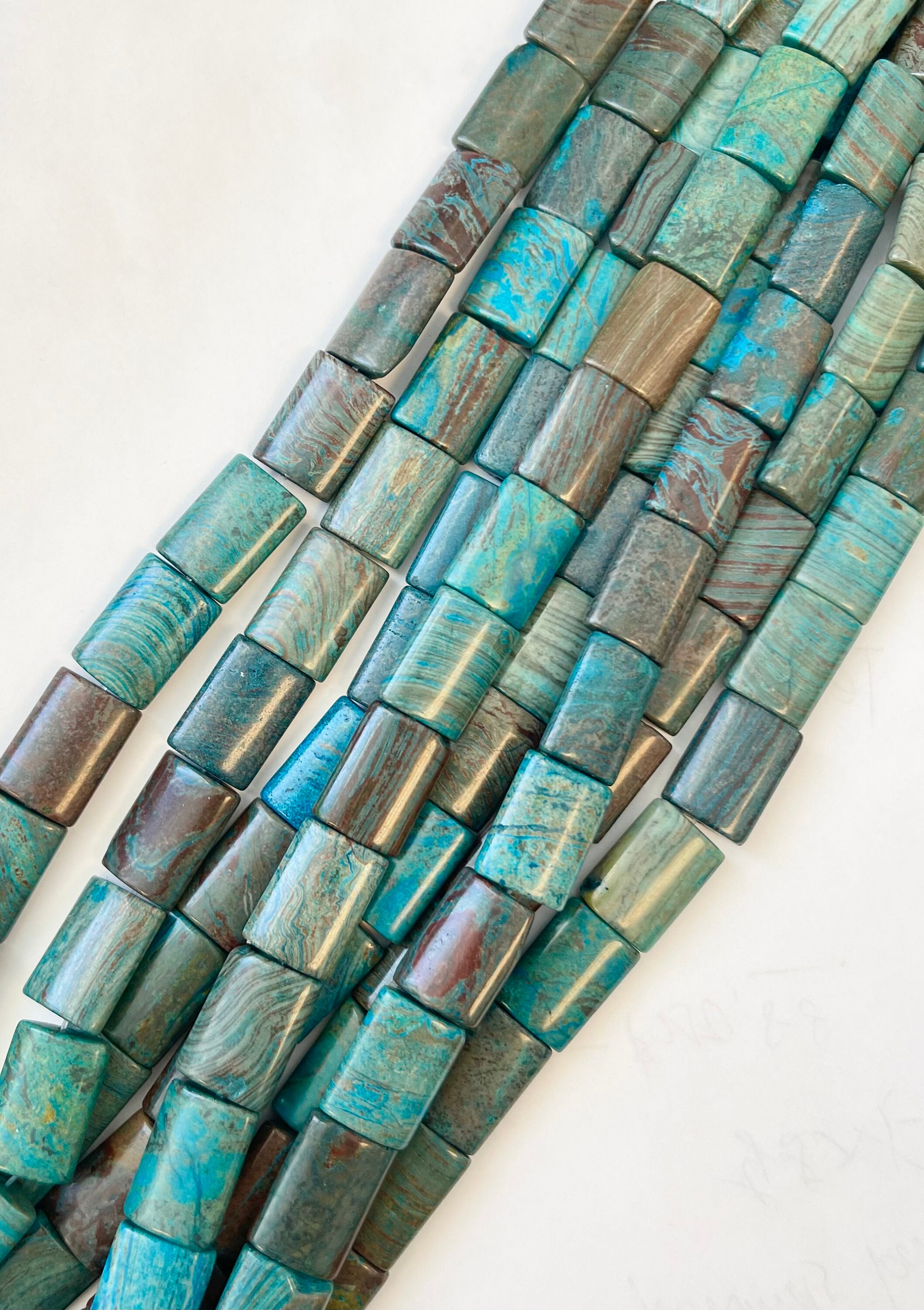 Ocean Jasper 18x13x6mm Rectangle Gemstone Beads--15.5"