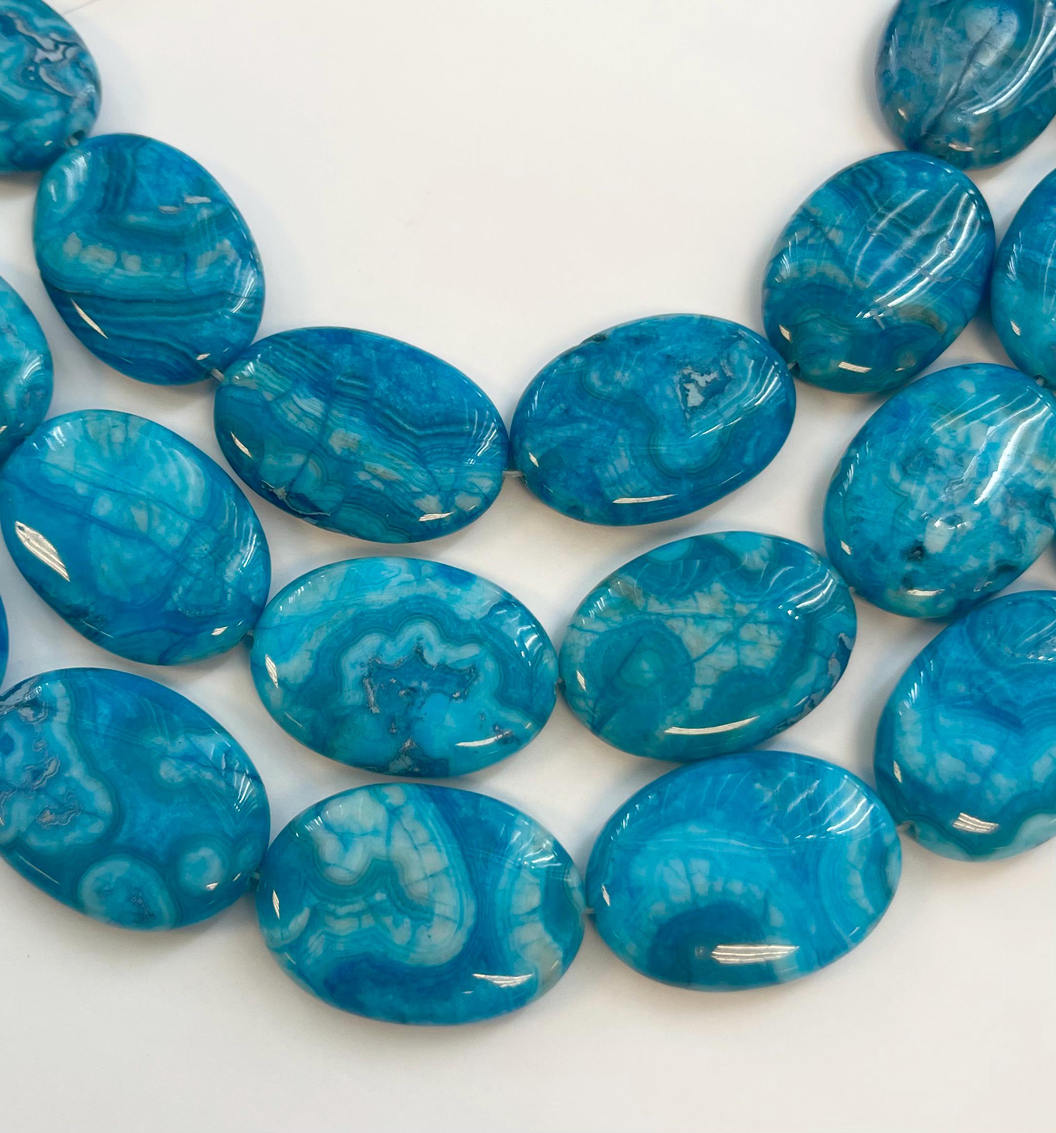 Ocean Jasper 35x25x8mm Flat Oval Gemstone Beads -15.5 Inch Strand