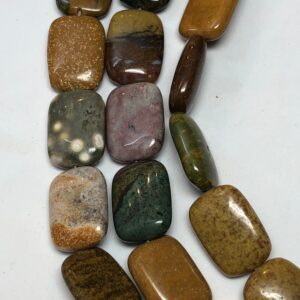 Ocean Jasper Gemstone Beads. 13x18mm rectangle beads on 15 inch strand, approx. 22 beads per strand. Ocean Jasper Gemstone Beads. 13x18mm rectangle beads on 15 inch strand, approx. 22 beads per strand.