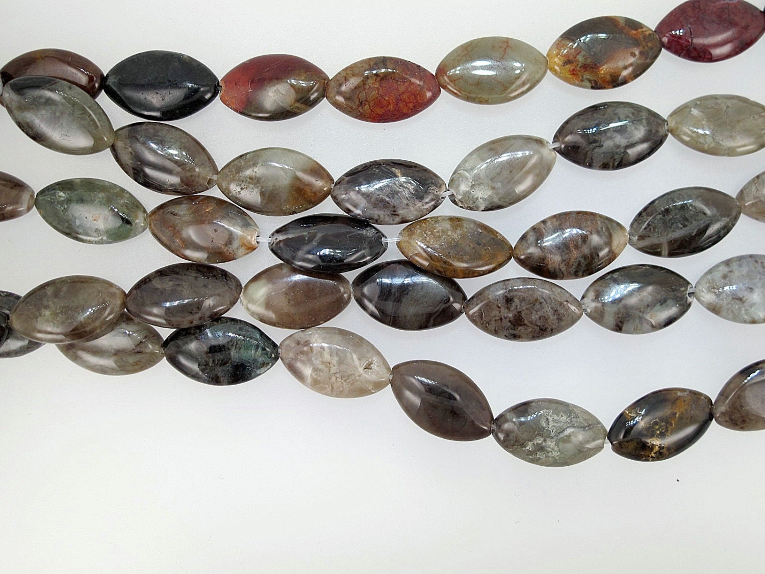 Ocean Jasper Marquise Beads: Colorful Gemstone Strand (13x18mm, 16 Inch)