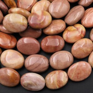 Natural Polychrome Landscape Ocean Jasper Smooth Oval Beads Earthy Red Brown Pink Colors 15.5" Strand Natural Polychrome Landscape Ocean Jasper Smooth Oval Beads Earthy Red Brown Pink Colors 15.5" Strand
