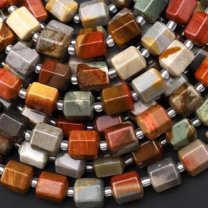 Natural Landscape Ocean Jasper 10mm Faceted Hexagon Tube Beads 15.5" Strand Natural Landscape Ocean Jasper 10mm Faceted Hexagon Tube Beads 15.5" Strand