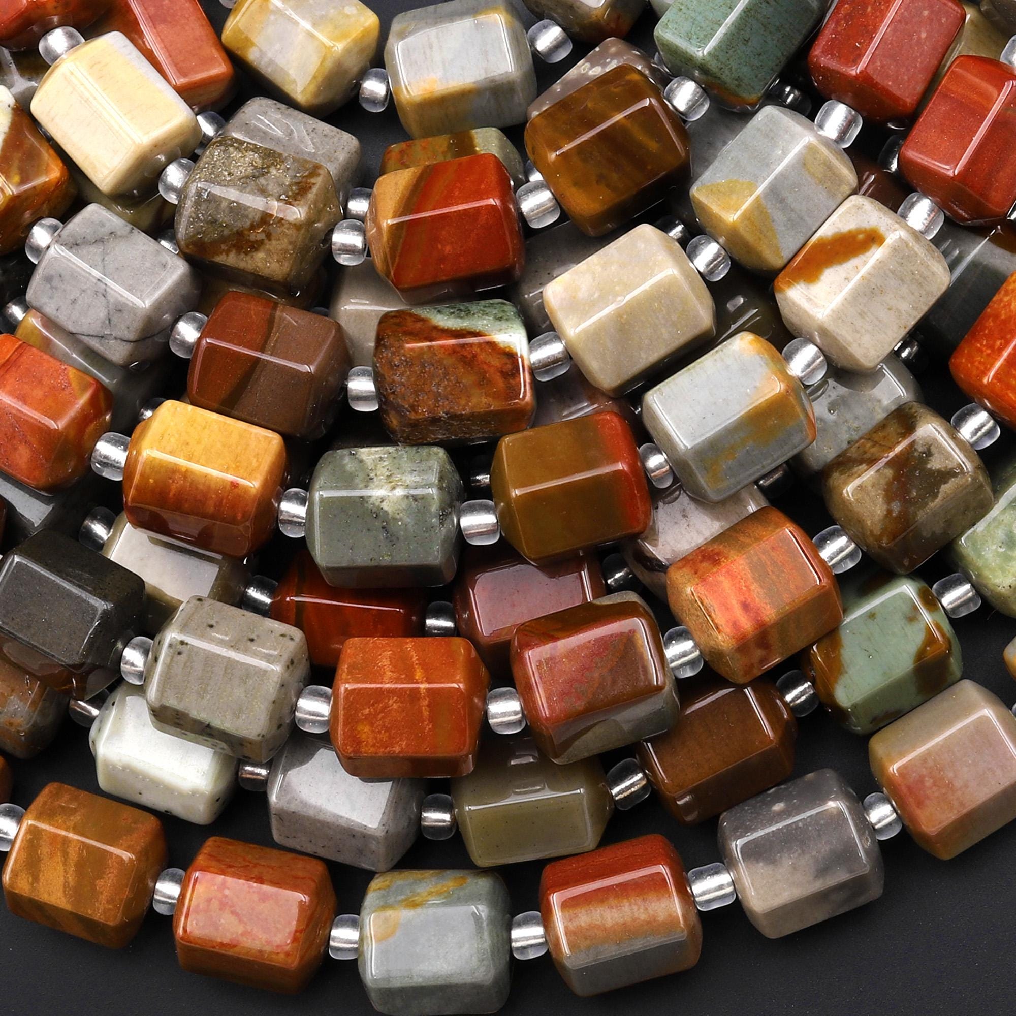 Natural Landscape Ocean Jasper 10mm Faceted Hexagon Tube Beads 15.5" Strand Natural Landscape Ocean Jasper 10mm Faceted Hexagon Tube Beads 15.5" Strand