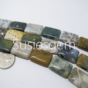 Natural Ocean Jasper rectangle beads. Multi Color Gemstone beads 18x25mm. Designer stone. Four pieces Natural Ocean Jasper rectangle beads. Multi Color Gemstone beads 18x25mm. Designer stone. Four pieces