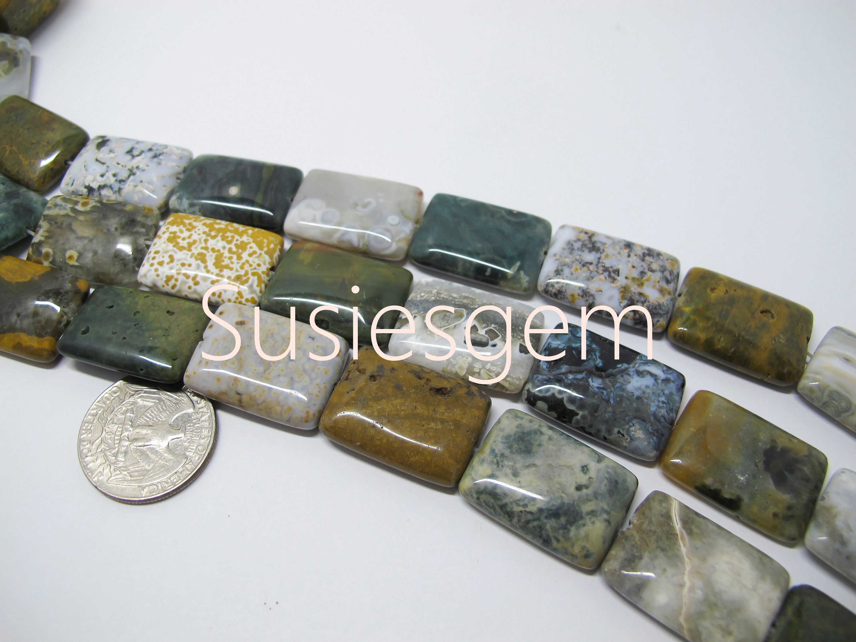 Natural Ocean Jasper Rectangle Beads. Multi Color Gemstone Beads 18x25mm. Designer Stone. Four Pieces Natural Ocean Jasper Rectangle Beads. Multi Color Gemstone Beads 18x25mm. Designer Stone. Four Pieces