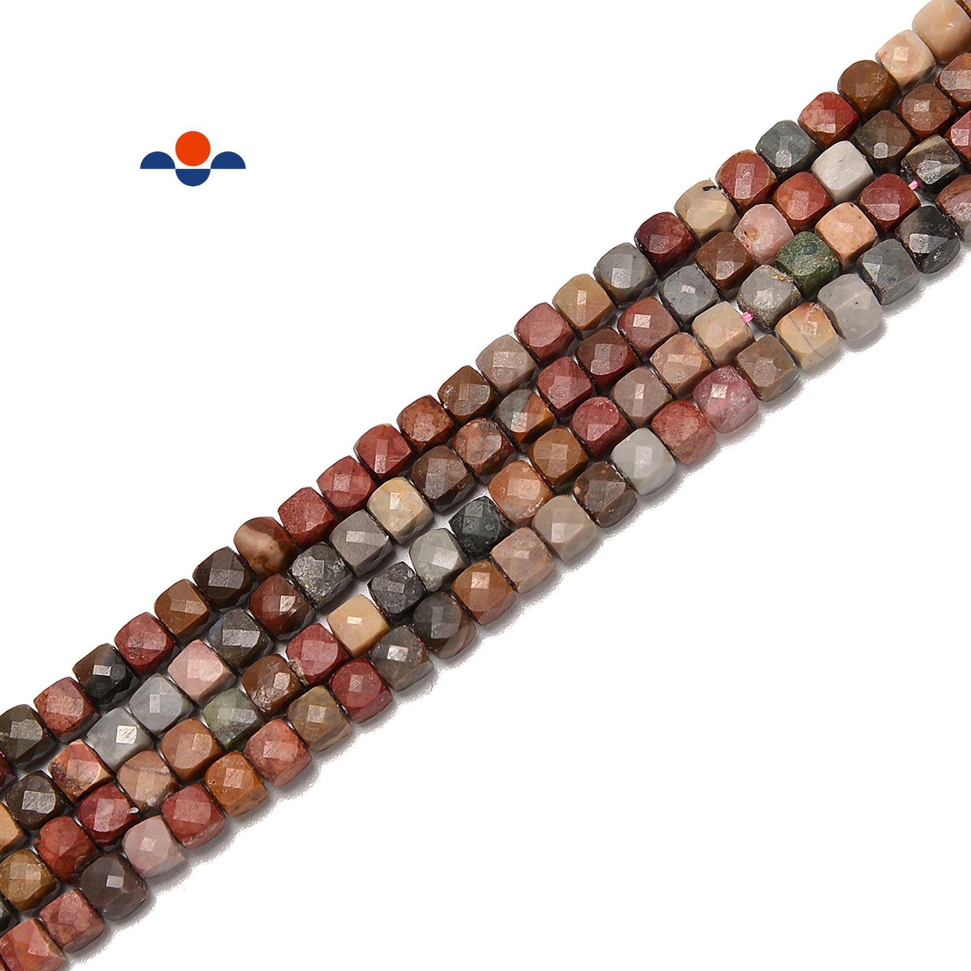 Natural Ocean Jasper Faceted Cube Beads Size 4-5mm 15.5'' Strand Natural Ocean Jasper Faceted Cube Beads Size 4-5mm 15.5'' Strand