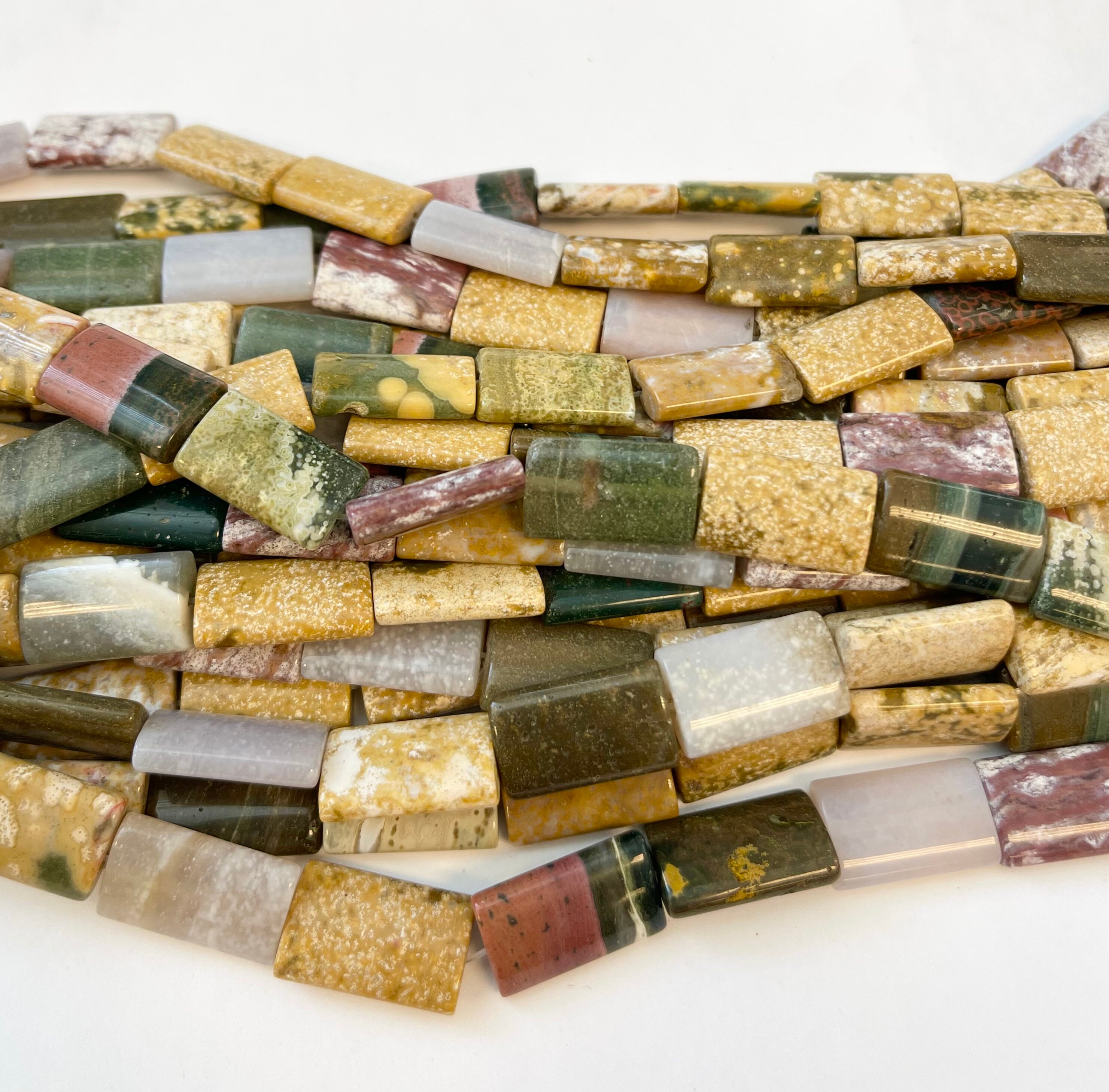 Natural Ocean Jasper 20x12x5mm Rectangle Gemstone Beads-15.5 Inch Strand Natural Ocean Jasper 20x12x5mm Rectangle Gemstone Beads-15.5 Inch Strand