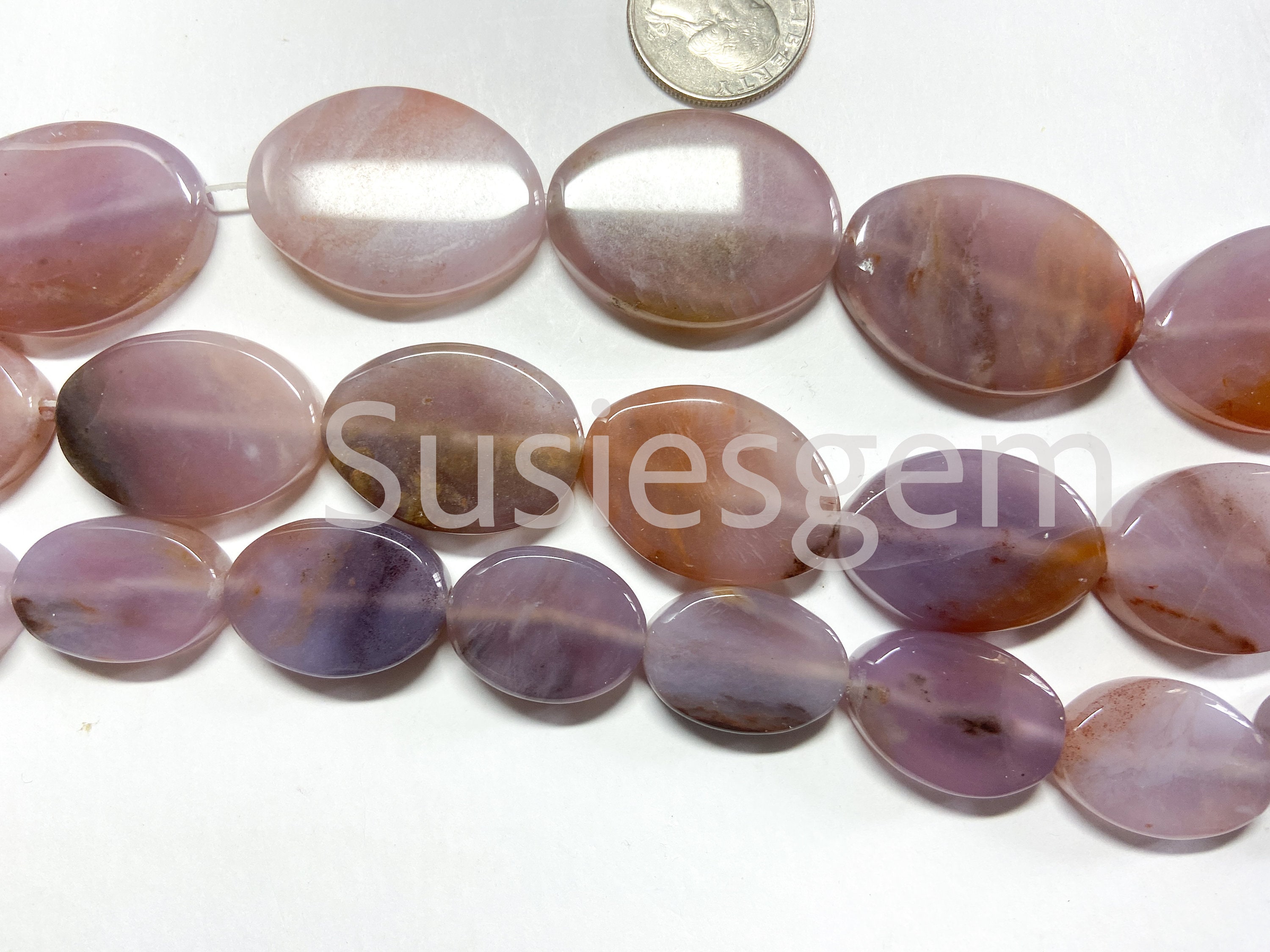 Purple Ocean Jasper Oval Beads: Natural Gemstone Strand (16'') Purple Ocean Jasper Oval Beads: Natural Gemstone Strand (16'')