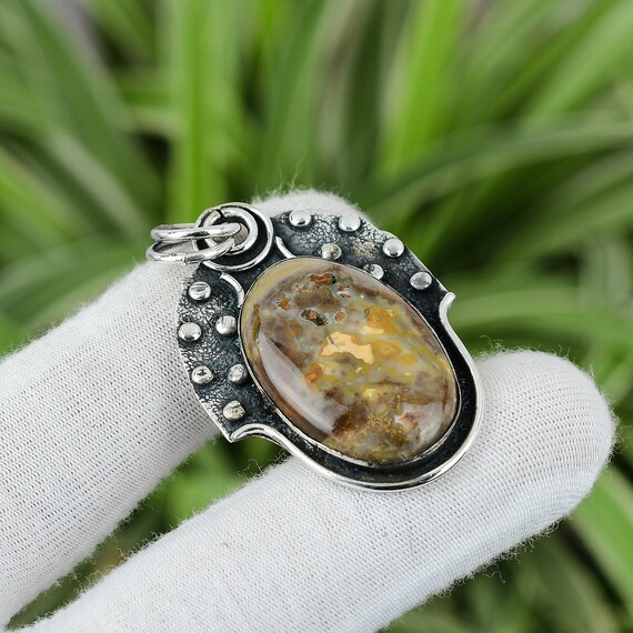 Ocean Jasper 925 Sterling Silver Pendant: Handmade Vintage Jewelry Ocean Jasper 925 Sterling Silver Pendant: Handmade Vintage Jewelry