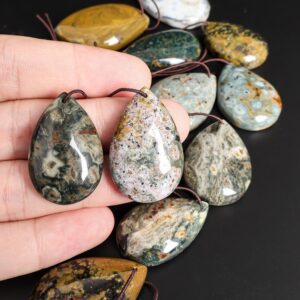Aaa Grade Ocean Jasper Teardrop Pendant Hand-polished Crystal Cabochon One Of A Kind Gemstone For Diy Necklace Aaa Grade Ocean Jasper Teardrop Pendant Hand-polished Crystal Cabochon One Of A Kind Gemstone For Diy Necklace