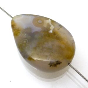 Ocean Jasper Bead Drop Pear Shaped Quality Hand Cut Designer Form One of a Kind Beautiful Pattern Modeling Pendant Necklace Focal Beading