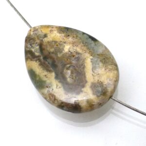 Ocean Jasper Bead Drop Pear Shaped Quality Hand Cut Designer Form One of a Kind Beautiful Pattern Modeling Pendant Necklace Focal Beading