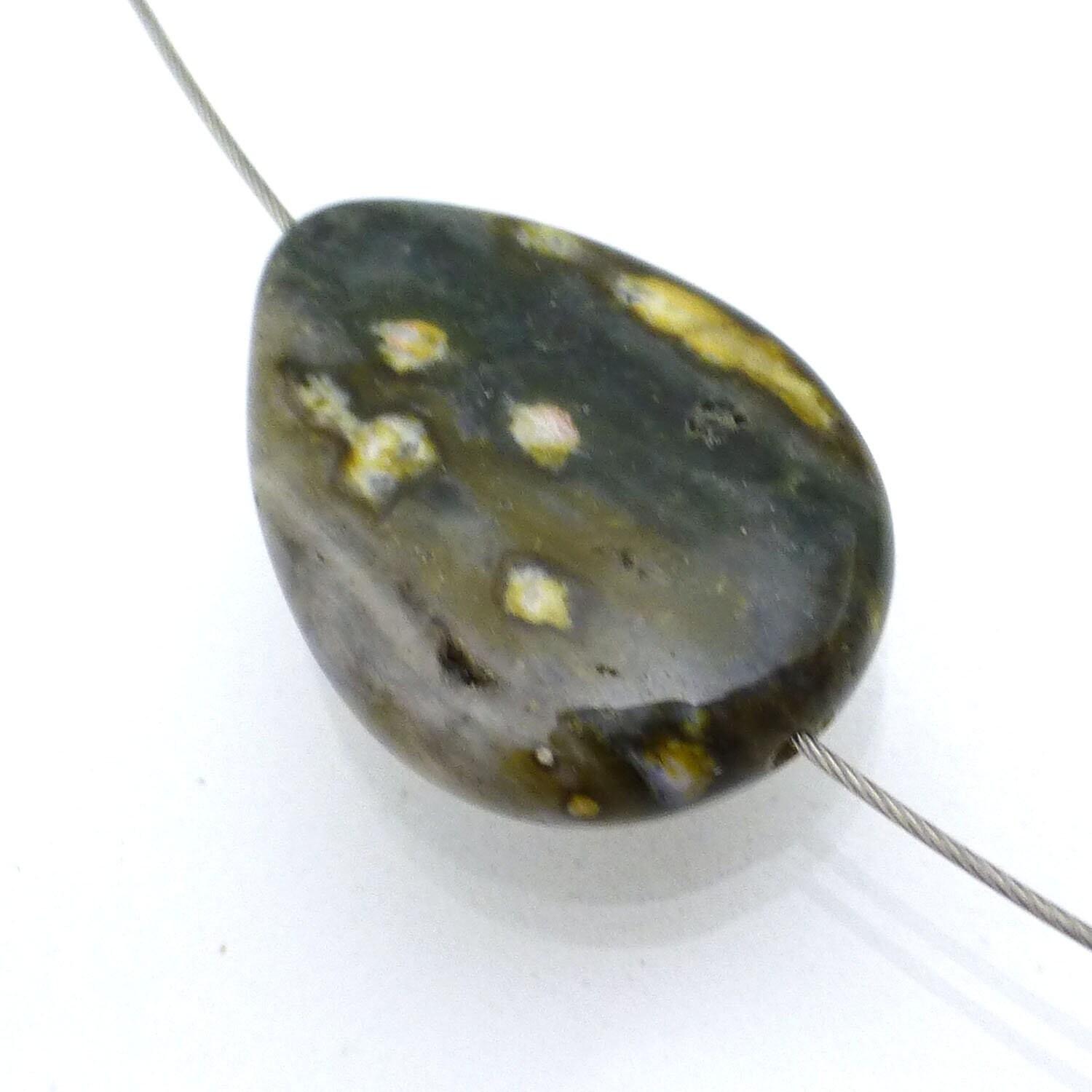 Ocean Jasper Bead Drop Pear Shaped Quality Hand Cut Designer Form One Of A Kind Beautiful Pattern Modeling Pendant Necklace Focal Beading
