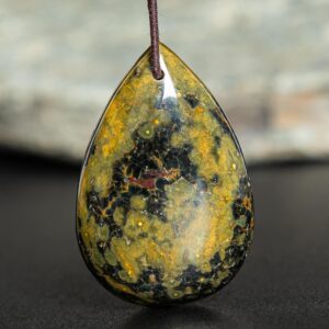Exquisite Natural Ocean Jasper Pendant Grade Aaaaa 32x22x8mm Brown Black Pendant Teardrop Pendant Gemstone Pendant Only One(900594)