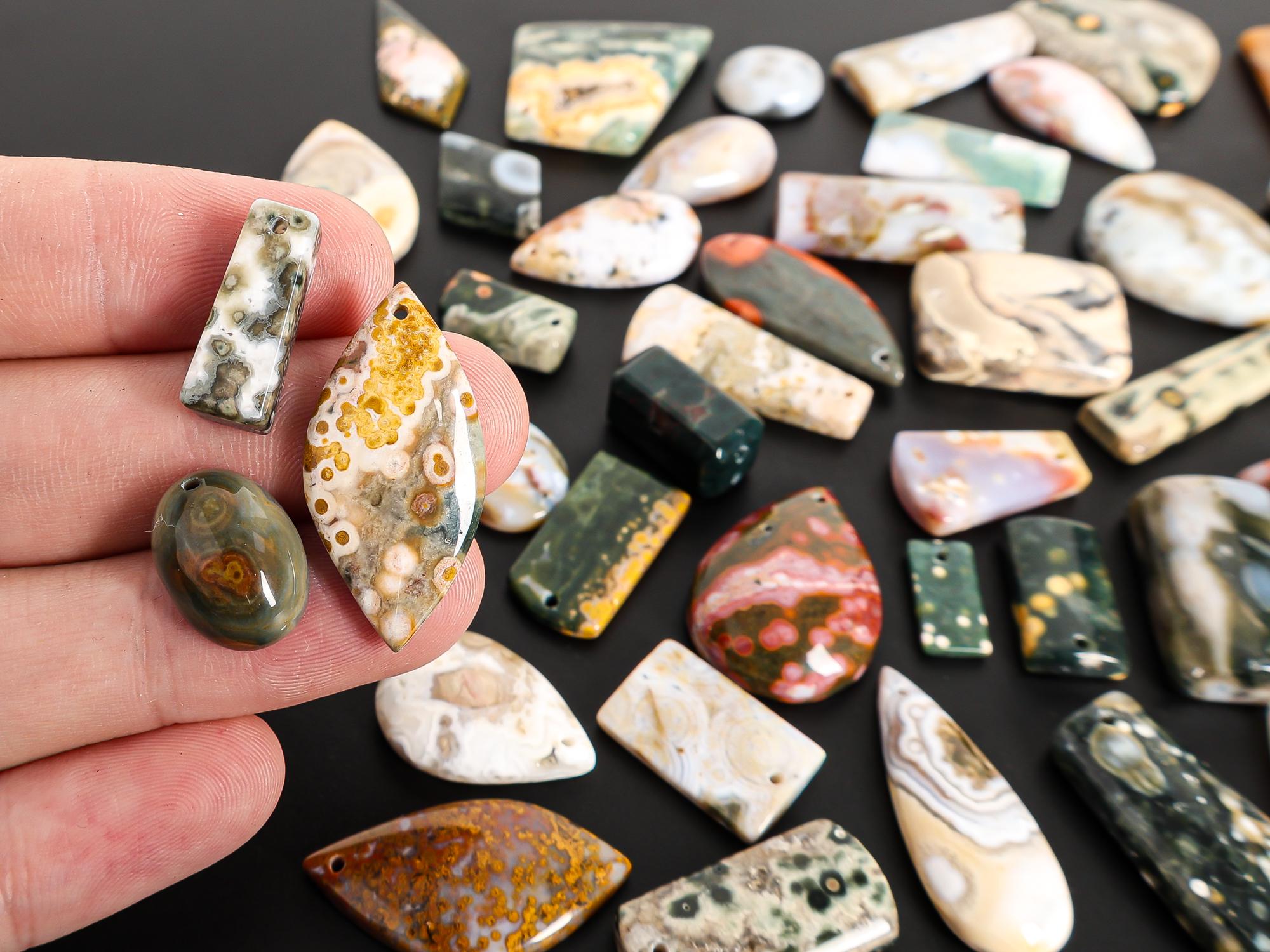Grade Aaa Multi-shape Ocean Jasper Pendant Top Drilled Natural One Of A Kind Gemstone Jewelry