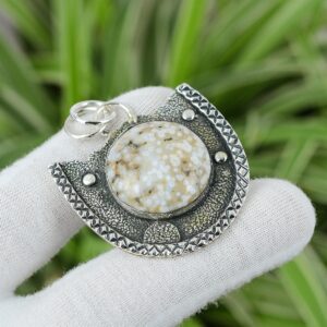 Handmade Ocean Jasper Pendant: 925 Sterling Silver Statement Jewelry