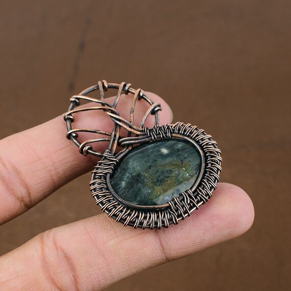 Handmade Ocean Jasper Pendant: Copper Wire Wrapped Gemstone Jewelry Handmade Ocean Jasper Pendant: Copper Wire Wrapped Gemstone Jewelry