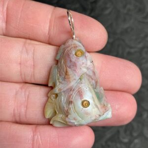 Marine Fish Ocean Jasper Carved Stone Crystal Jewelry Pendant