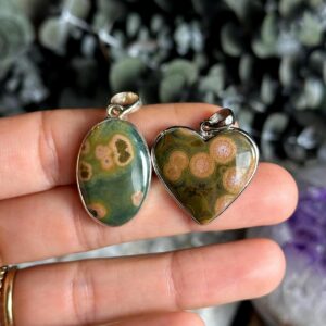 Ocean Jasper Pendant Necklace .925 Sterling Silver
