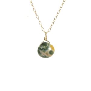 Ocean Jasper Necklace, Green Stone Pendant, 14k Gold Filled Chain Or Sterling Silver Chain Ocean Jasper Necklace, Green Stone Pendant, 14k Gold Filled Chain Or Sterling Silver Chain