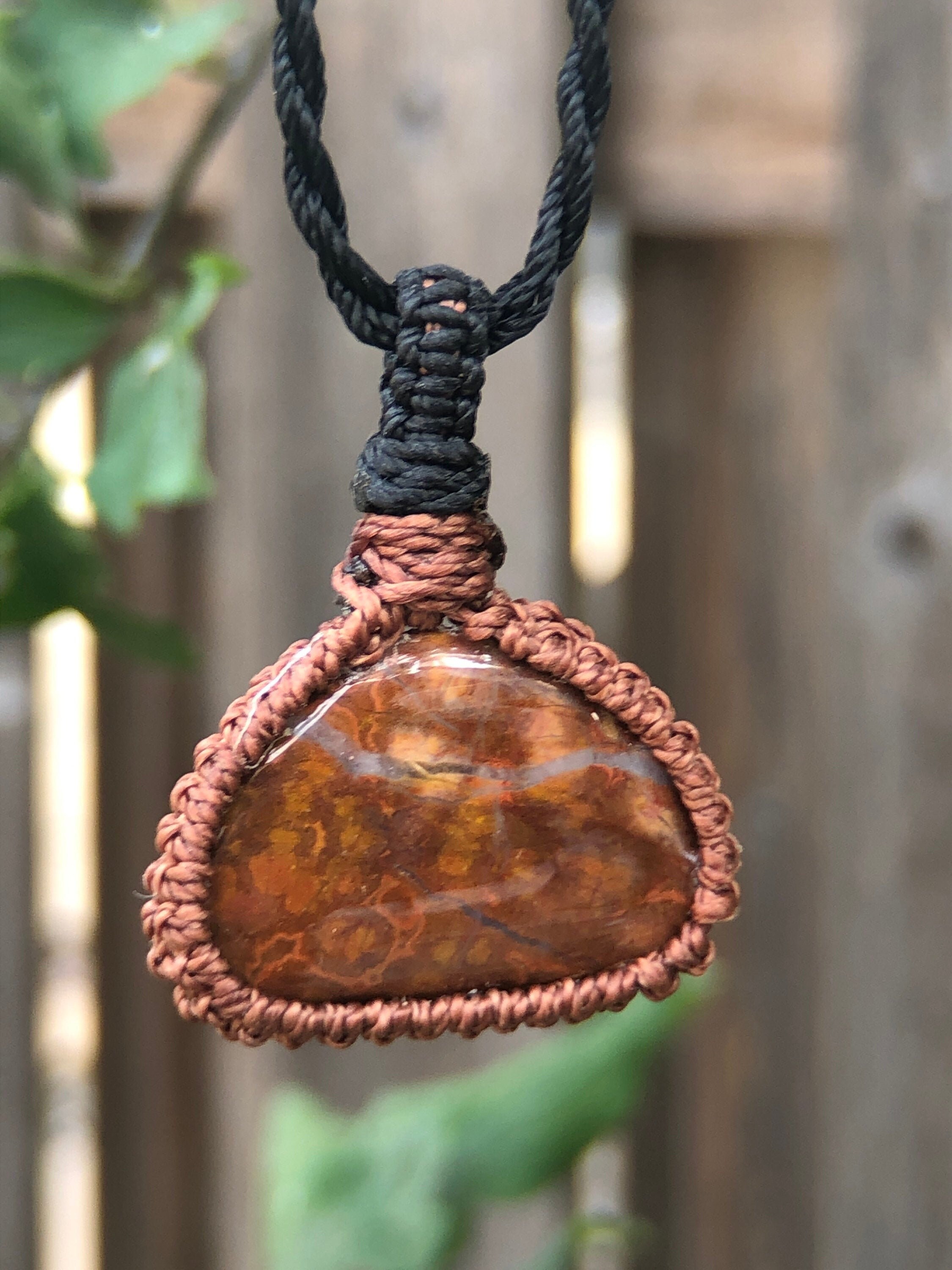 Ocean Jasper Pendant Necklace, Gemstone Necklace, Woodland Jewelry
