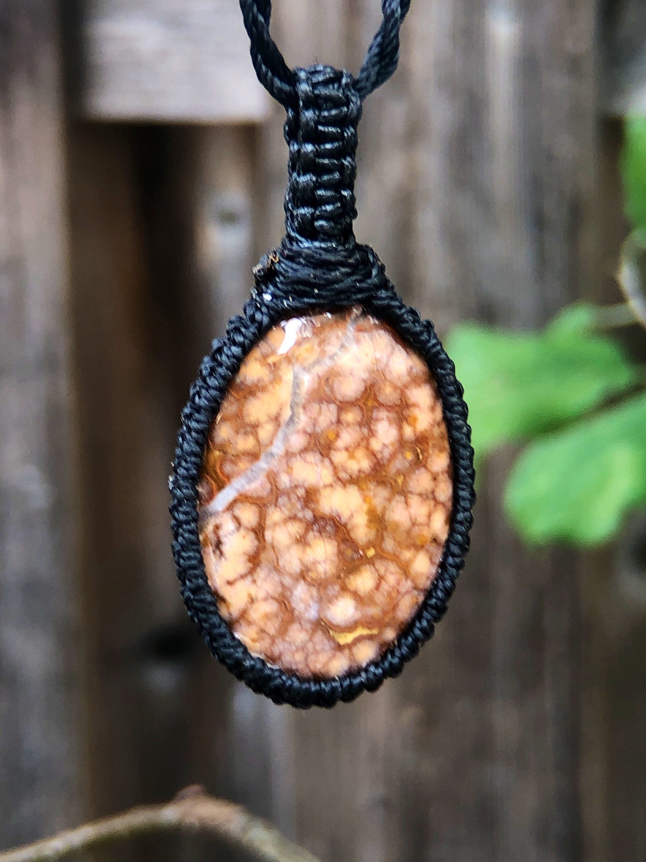 Ocean Jasper Pendant Necklace, Healing Crystals, Macrame Pendant