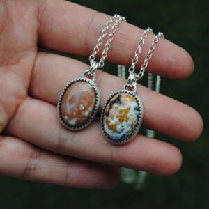 Sterling Silver Ocean Jasper Necklace, Ocean Jasper Jewelry, Ocean Jasper Pendant