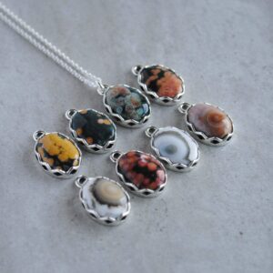 Sterling Silver Ocean Jasper Necklace, Ocean Jasper Pendant Jewelry, Ocean Jasper Pendant
