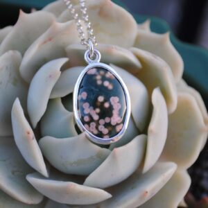 Sterling Silver Ocean Jasper Necklace, Ocean Jasper Oval Pendant Jewelry Sterling Silver Ocean Jasper Necklace, Ocean Jasper Oval Pendant Jewelry