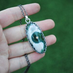 Sterling Silver Ocean Jasper Necklace, Ocean Jasper Pendant Jewelry Sterling Silver Ocean Jasper Necklace, Ocean Jasper Pendant Jewelry