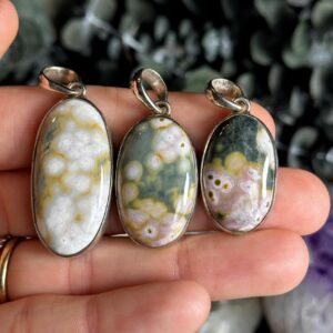 Sterling Silver Ocean Jasper Pendant Necklace - .925 Silver
