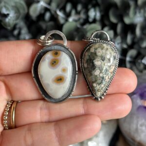Ocean Jasper Sterling Silver Pendant Necklace - 18" Chain