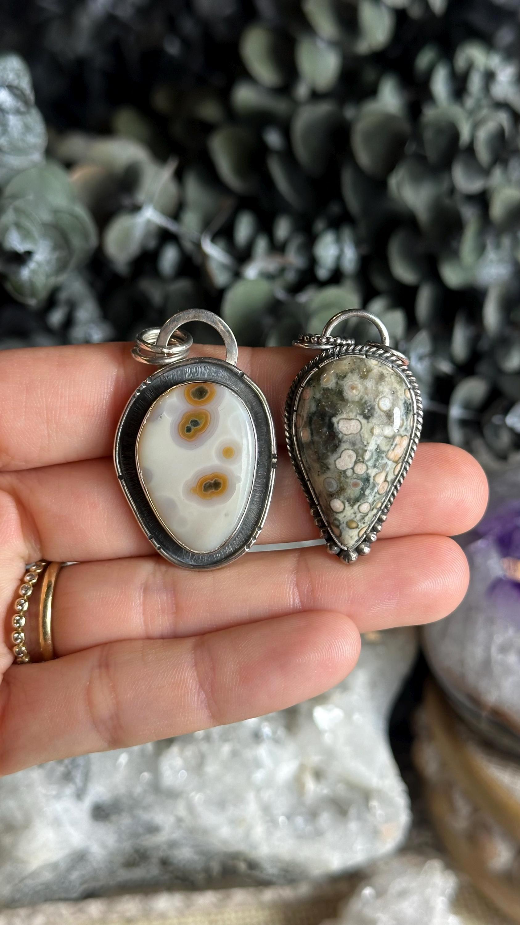 Ocean Jasper Sterling Silver Pendant Necklace - 18" Chain Ocean Jasper Sterling Silver Pendant Necklace - 18" Chain