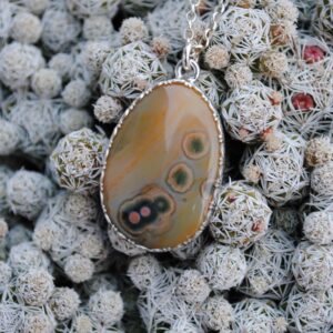 Sterling Silver Ocean Jasper Necklace, Ocean Jasper Pendant Jewelry