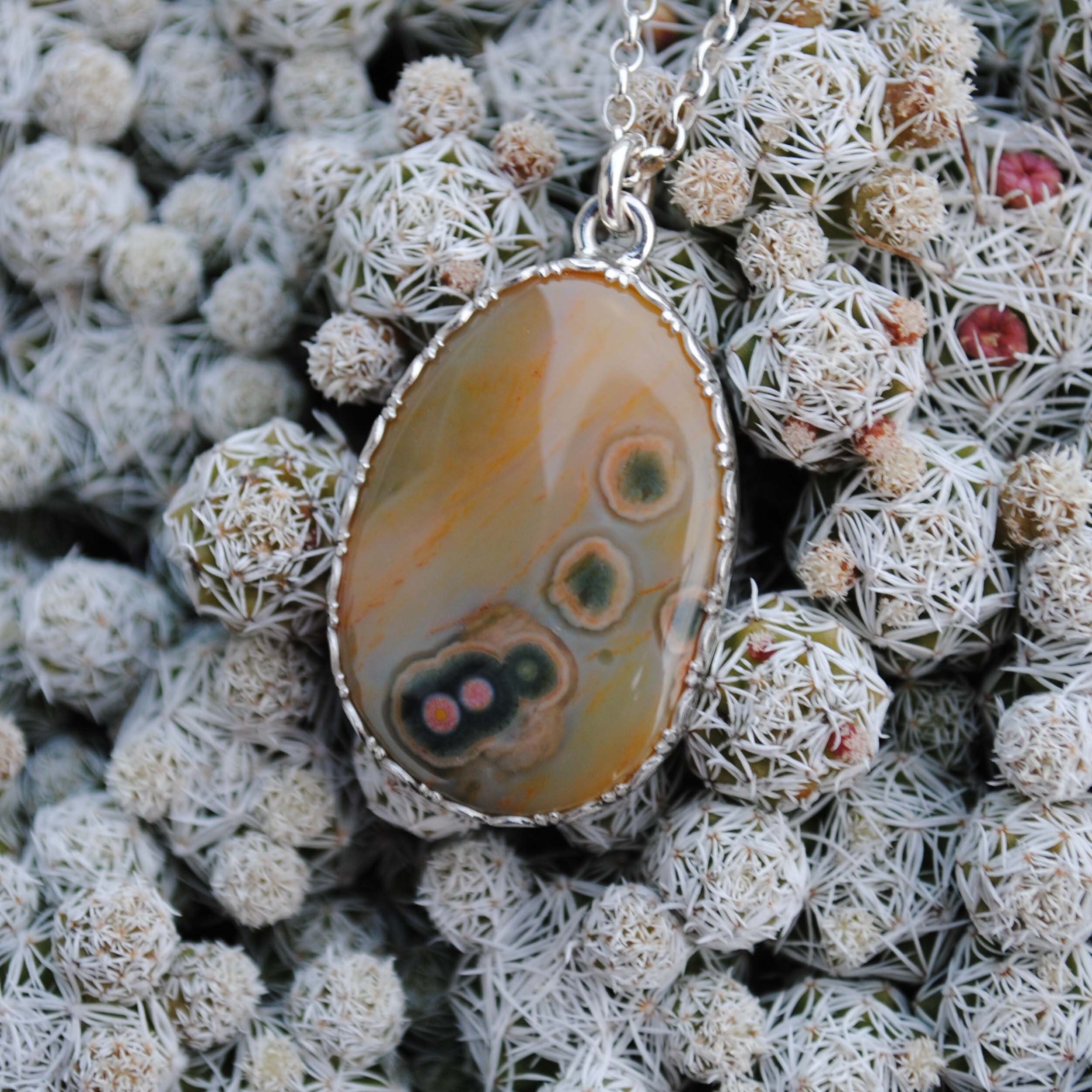 Sterling Silver Ocean Jasper Necklace, Ocean Jasper Pendant Jewelry